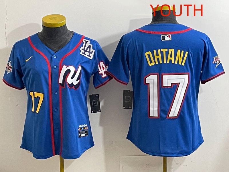 Youth 2025 Los Angeles Dodgers #17 Ohtani Blue Nike 2025 MLB All Star Jersey style 002->youth mlb jersey->Youth Jersey